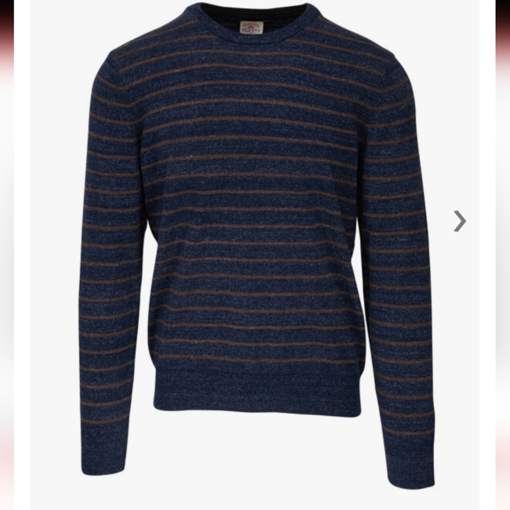 Faherty Brand Sconset Chestnut Striped Crewneck Pullover